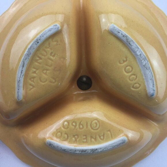Vintage 60s MCM Lane & Co Divided Serving Dish Yellow Party Gold USA 1960 - Picture 8 of 9
